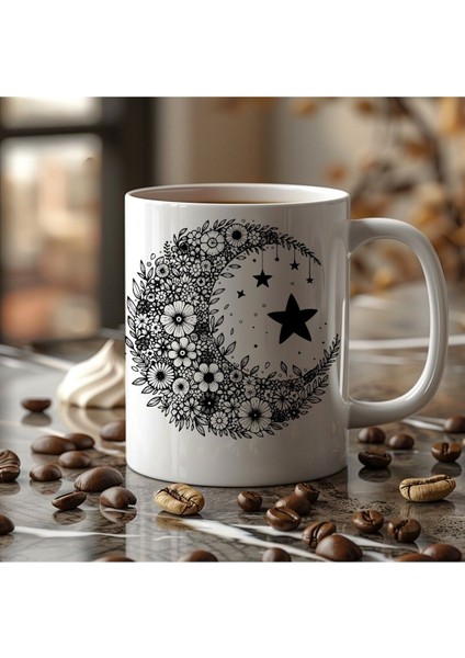 Ay Yıldız - Hilal Yıldız Şeklinde Özel Tasarım Seramik Kupa Mug - Hediyelik Kupa Bardak fiyatları