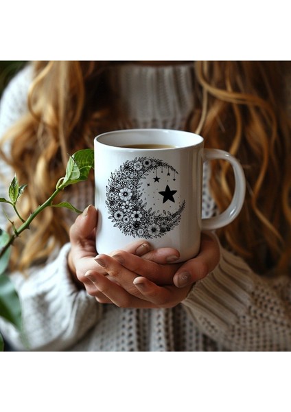 Ay Yıldız - Hilal Yıldız Şeklinde Özel Tasarım Seramik Kupa Mug - Hediyelik Kupa Bardak indirimleri