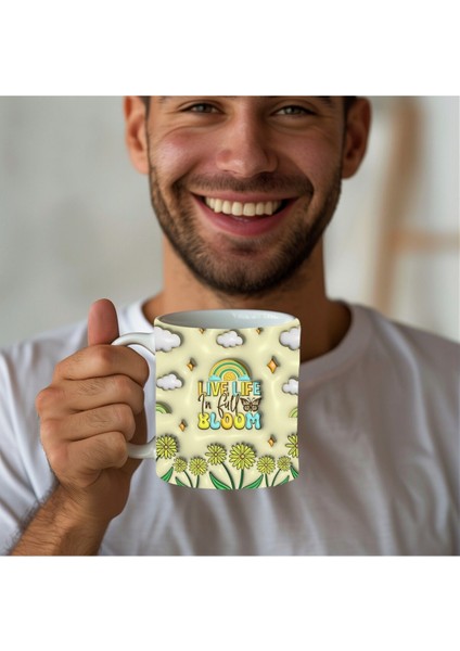 Hayatı Dolu Dolu Yaşa Baskılı 3D Tasarım Seramik Kupa Mug - Hediyelik Kupa Bardak