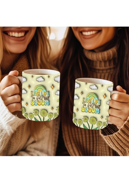 Hayatı Dolu Dolu Yaşa Baskılı 3D Tasarım Seramik Kupa Mug - Hediyelik Kupa Bardak
