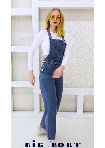 Yandan Düğmeli Enzim Kot Kumaş Salopet & Tulum fiyatları