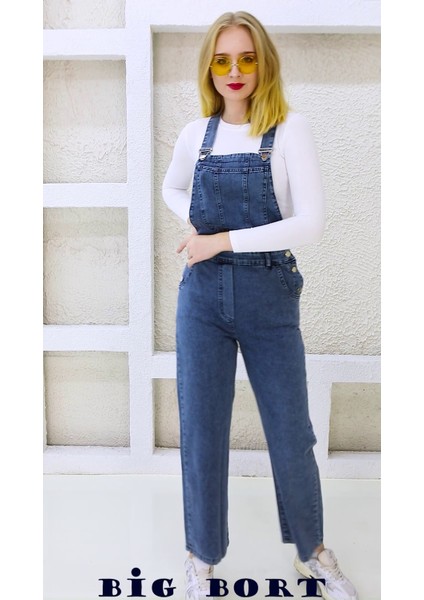 Yandan Düğmeli Enzim Kot Kumaş Salopet & Tulum modelleri