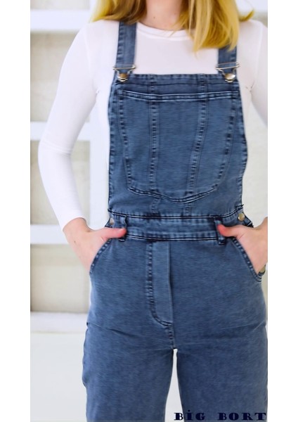 Yandan Düğmeli Enzim Kot Kumaş Salopet & Tulum fırsatları