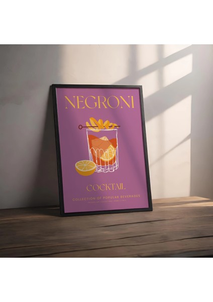Dekoratif Çerçevesiz Poster Minimalist Negroni Illüstrasyonu fiyatları