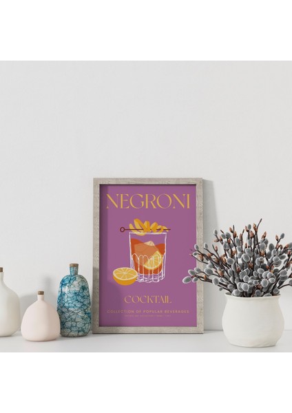 Dekoratif Çerçevesiz Poster Minimalist Negroni Illüstrasyonu modelleri