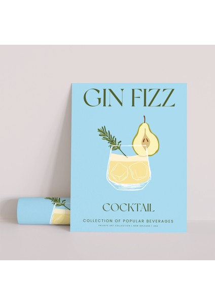 Dekoratif Çerçevesiz Poster Minimalist Paloma Kokteyl Illüstrasyonu