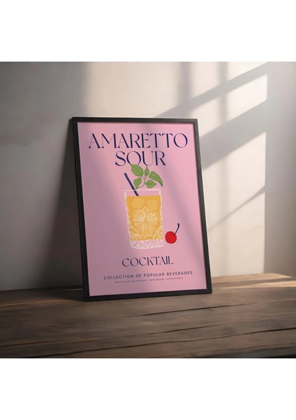 Dekoratif Çerçevesiz Poster Minimalist Amaretto Sour Illüstrasyonu fiyatları