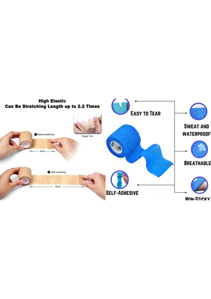 Koban Bandajı - Kendinden Yapışkanlı Bandaj - Coban Bandajı - Elastik Sargı Bandajı - Koban Bandajı 7.5cmx4.5 M.