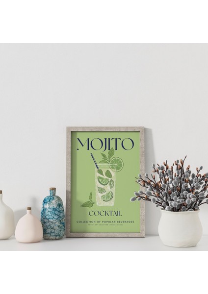 Dekoratif Çerçevesiz Poster Minimalist Mojito Illüstrasyonu modelleri