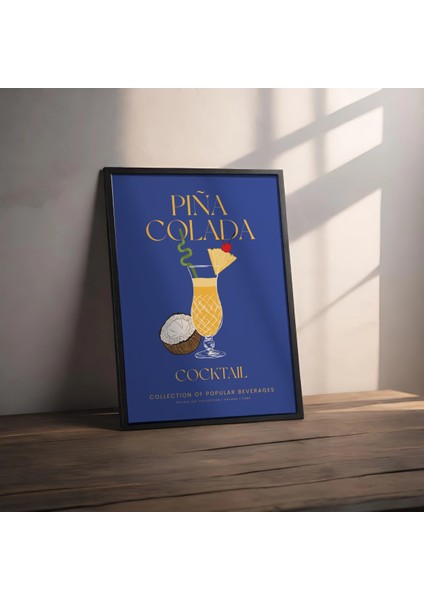 Dekoratif Çerçevesiz Poster Minimalist Pina Colada Illüstrasyonu