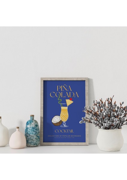Dekoratif Çerçevesiz Poster Minimalist Pina Colada Illüstrasyonu modelleri