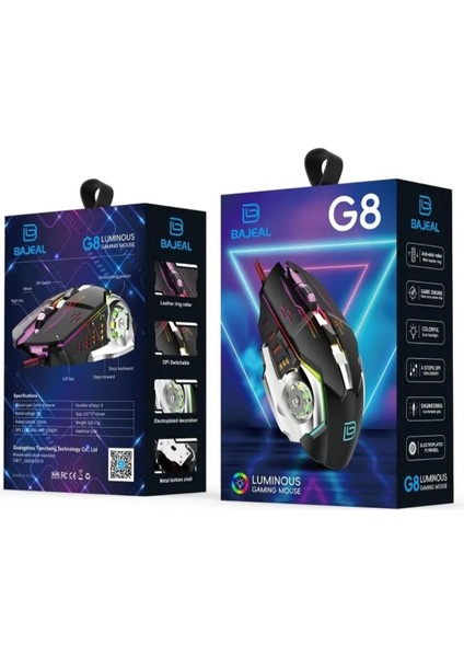 Işıklı Örgü Kablolu 6 Düğme Gaming Oyuncu Mouse 3200 Dpi