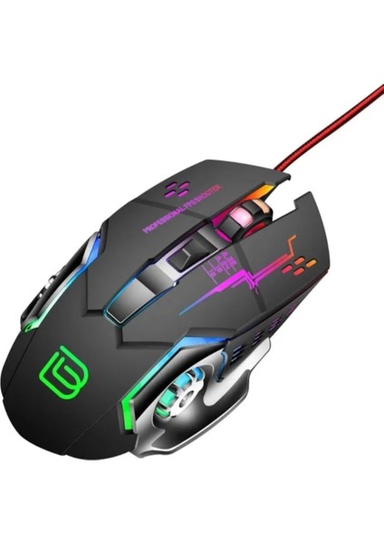 Işıklı Örgü Kablolu 6 Düğme Gaming Oyuncu Mouse 3200 Dpi