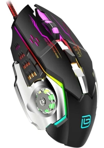 Işıklı Örgü Kablolu 6 Düğme Gaming Oyuncu Mouse 3200 Dpi