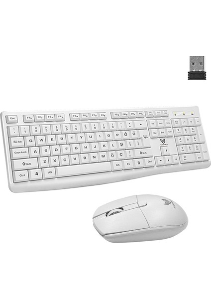 Wireless Kablosuz 1600 Dpı Klavye Mouse Set Türkçe Beyaz Q