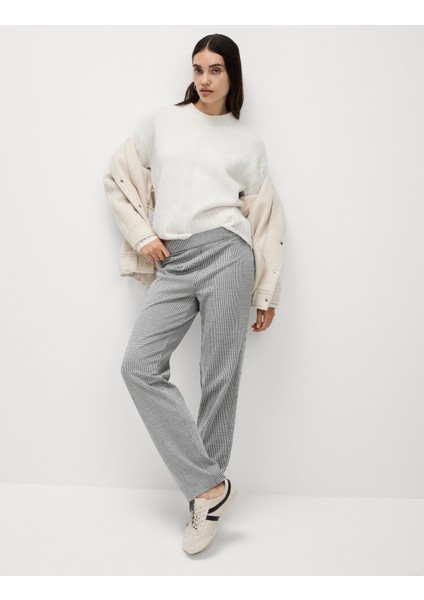 Jersey Kareli Straight Leg Pantolon