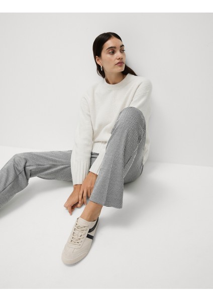 Jersey Kareli Straight Leg Pantolon