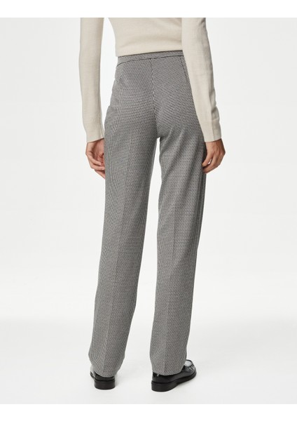 Jersey Kareli Straight Leg Pantolon