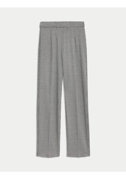 Jersey Kareli Straight Leg Pantolon