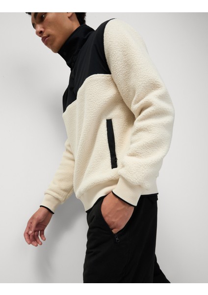 Renk Bloklu Polar Sweatshirt