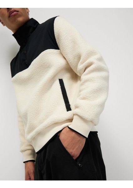 Renk Bloklu Polar Sweatshirt