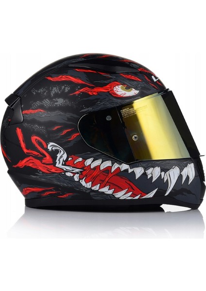 Rapıd 2 Kaıju Mat Siyah-Kırmızı Fullface Motosiklet Kaskı Gold Camlı fiyatları