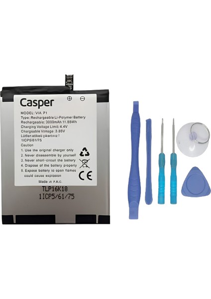 Casper Via P1 Batarya Pil Sıfır Orijinal + TAMİR SETİ