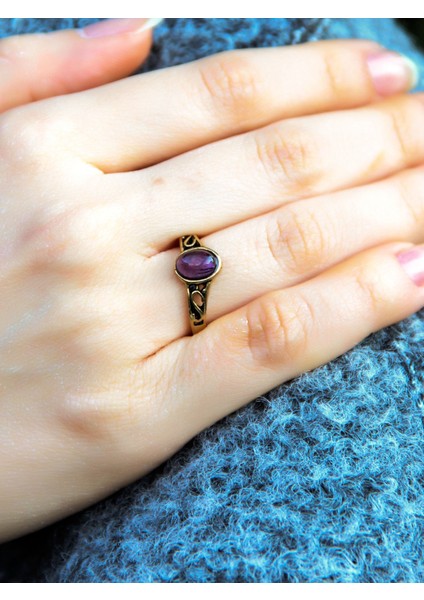 Doğal Taş Ametist Doğal Taşlı Ayarlanabilir Antik Kadın Yüzük EUY54AMT fiyatları