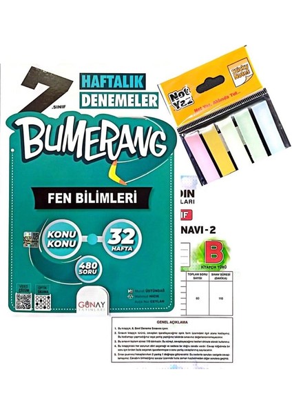 7.sınıf Bumerang Fen Bilimleri Deneme-Her Deneme 15 Soru-Toplam 480 Soru