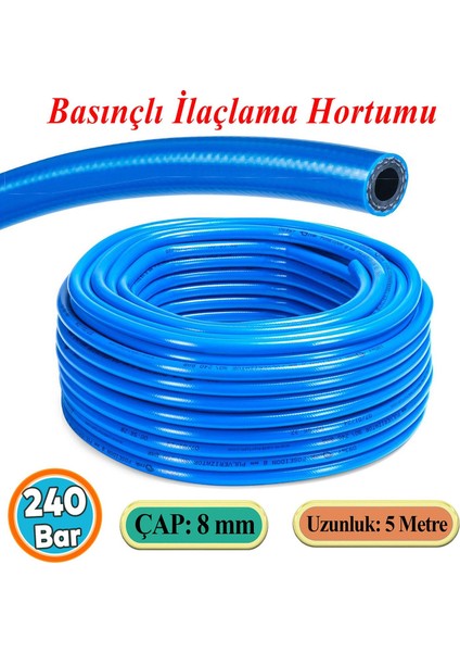 Basınçlı Ilaçlama Hortumu Ağaç Bitki Yaprak Sebze Meyve Tarım Ziraat Hortum 240 Bar 8 mm 5 Metre
