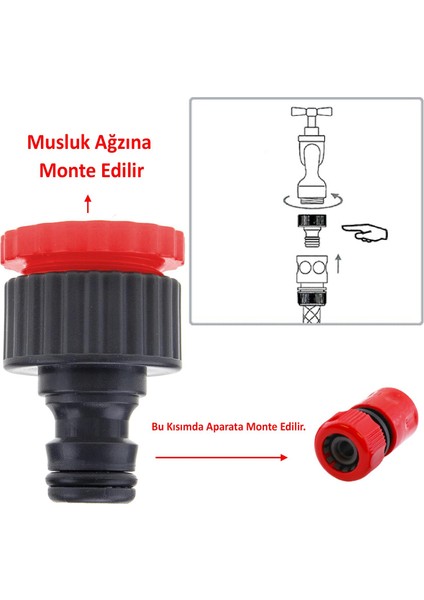 Hortum Sulama Başlığı Seti Su Tabanca Bağlantı Ekleme Aparatı Eki Bahçe Sulama Adaptörü 4 Parça indirimleri