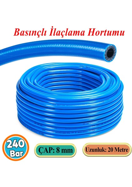 Basınçlı Ilaçlama Hortumu Ağaç Bitki Yaprak Sebze Meyve Tarım Ziraat Hortum 240 Bar 8 mm 20 Metre