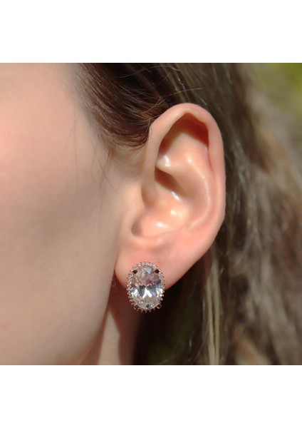 Oval Kesim Tek Taş Model Rose Gold Kaplama 925 Ayar Gümüş Sky Diamond Set indirimleri