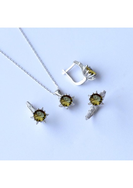 Lotus Çiçeği Zultanit Taşlı Gümüş Set indirimleri