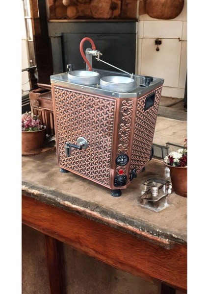 Bakır Elektrikli Çayland Çay Kazanı 25 Lt Kapasiteli İki Demlikli Dayanıklı Tasarım