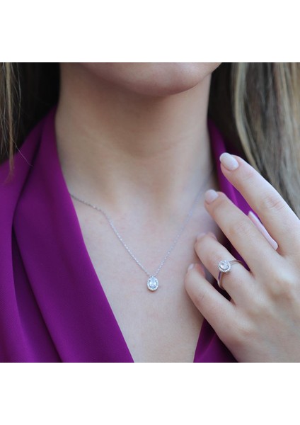 Zirkon Taşlı Mini Oval Montür Gümüş Takım fırsatları