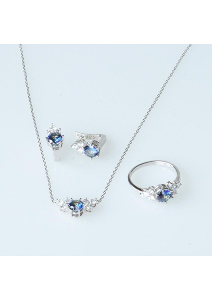 Prenses Model Safir Taşlı Gümüş Set fırsatları