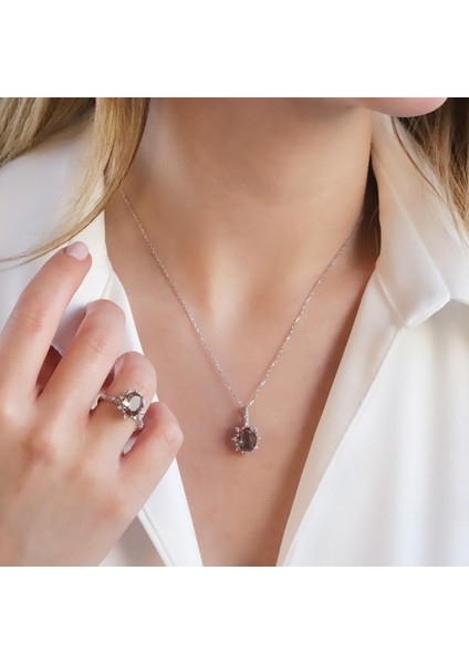 Zultanit Taşlı Elips Lotus Çiçeği Gümüş Set fırsatları