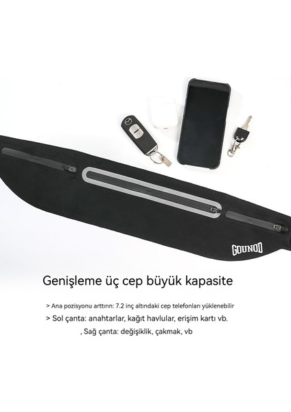 Açık Koşu Bel Çantası Ultra Ince Cilt Dostu Lycra Cep Telefonu Bel Çantası Su Geçirmez Aşınmaya Dayanıklı Büyük Kapasiteli Bel Çantası (Yurt Dışından)
