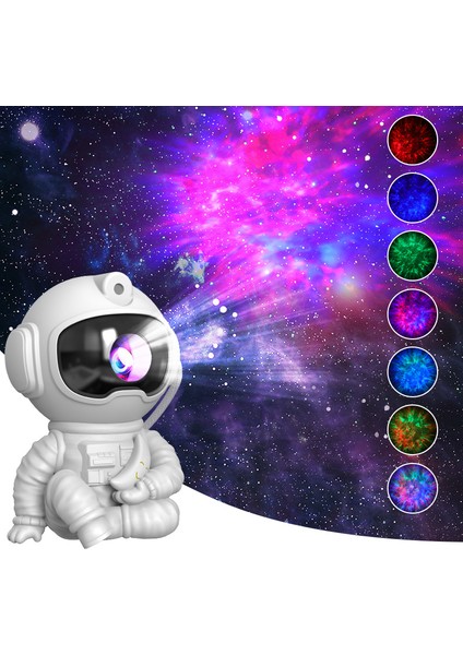 Yeni Astronot Atmosfer Işığı Oturma Pozisyonu Ay Astronot Su Dalgalanması Yıldızlı Gökyüzü Işığı Ayarlanabilir Projektör Işığı Gece Işığı (Yurt Dışından)