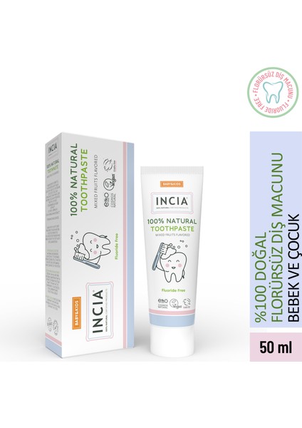 Doğal Diş Macunu Bebek ve Çocuk Karışık Meyve Aromalı Florürsüz 50 ml
