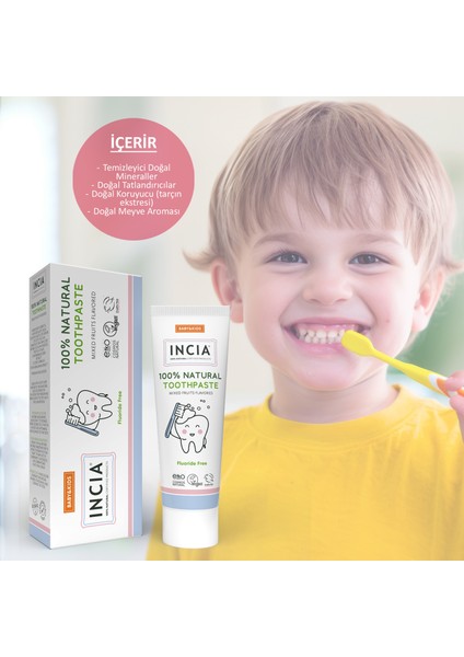 Doğal Diş Macunu Bebek ve Çocuk Karışık Meyve Aromalı Florürsüz 50 ml