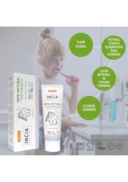 Doğal Diş Macunu Bebek ve Çocuk Karışık Meyve Aromalı Florürsüz 50 ml