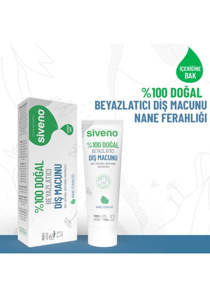 %100 Doğal Diş Macunu Beyazlatıcı Nane Ferahlığı Florürsüz 65 gr