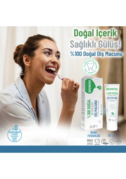 %100 Doğal Diş Macunu Beyazlatıcı Nane Ferahlığı Florürsüz 65 gr