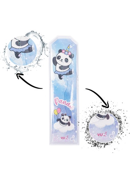 Panda Desenli Simli Sulu Kitap Ayracı