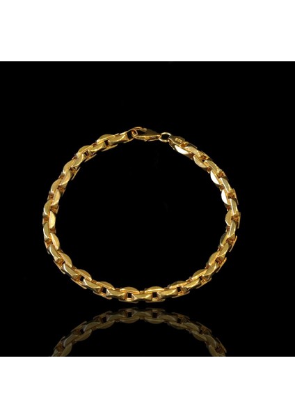 Gold Kaplama Küp Zincir Gümüş Erkek Bileklik