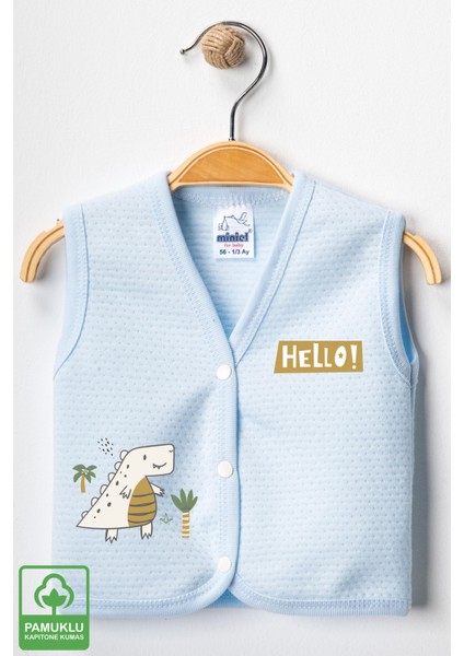 Unisex Bebek Dino Baskılı Organik Pamuklu 3-6-9 Ay 2li Kapitone Bebek Yelek Set modelleri