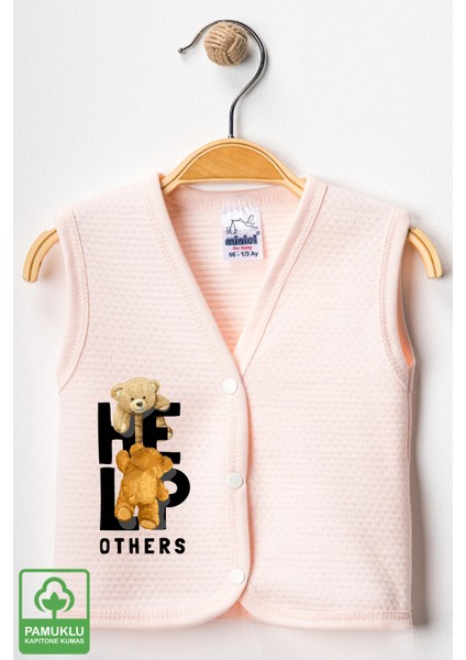 Unisex Bebek Help Ayıcık Baskılı Organik Pamuklu 3-6-9 Ay 3lü Kapitone Bebek Yelek Set modelleri