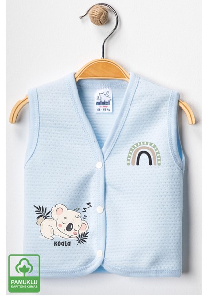 Unisex Bebek Koala Baskılı Organik Pamuklu 3-6-9 Ay 3lü Kapitone Bebek Yelek Set fiyatları